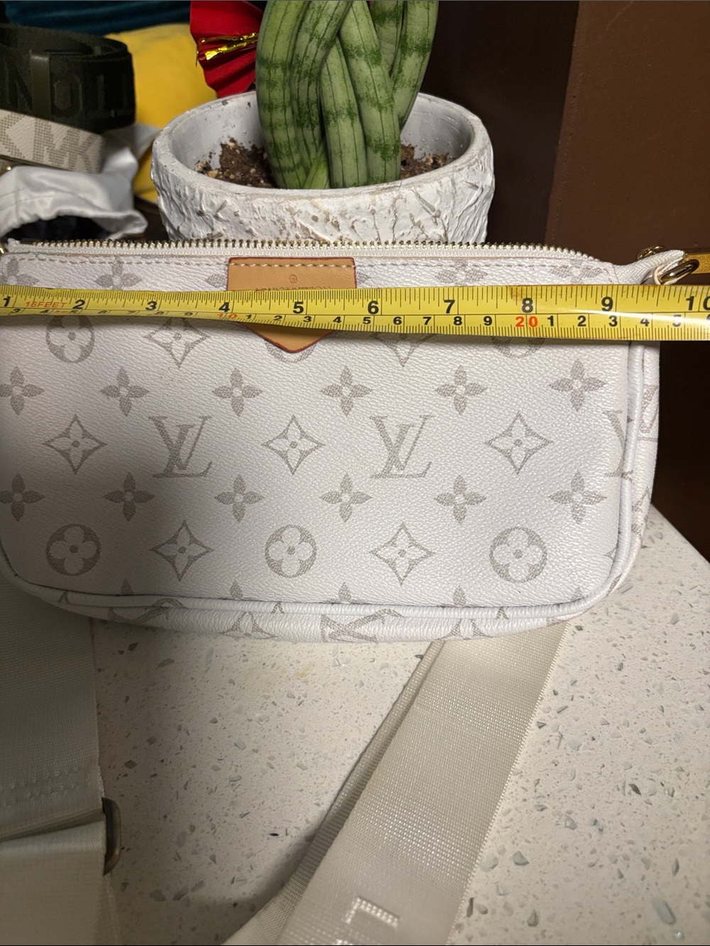 White Designer Monogram Crossbody Bag - Picture 4 of 8